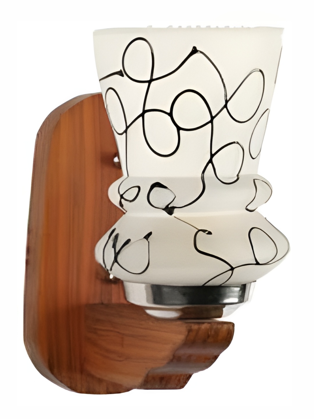 

1ST TIME White & Black Printed Glass Traditional Abstract Shaped Shaped Wall Lamp
