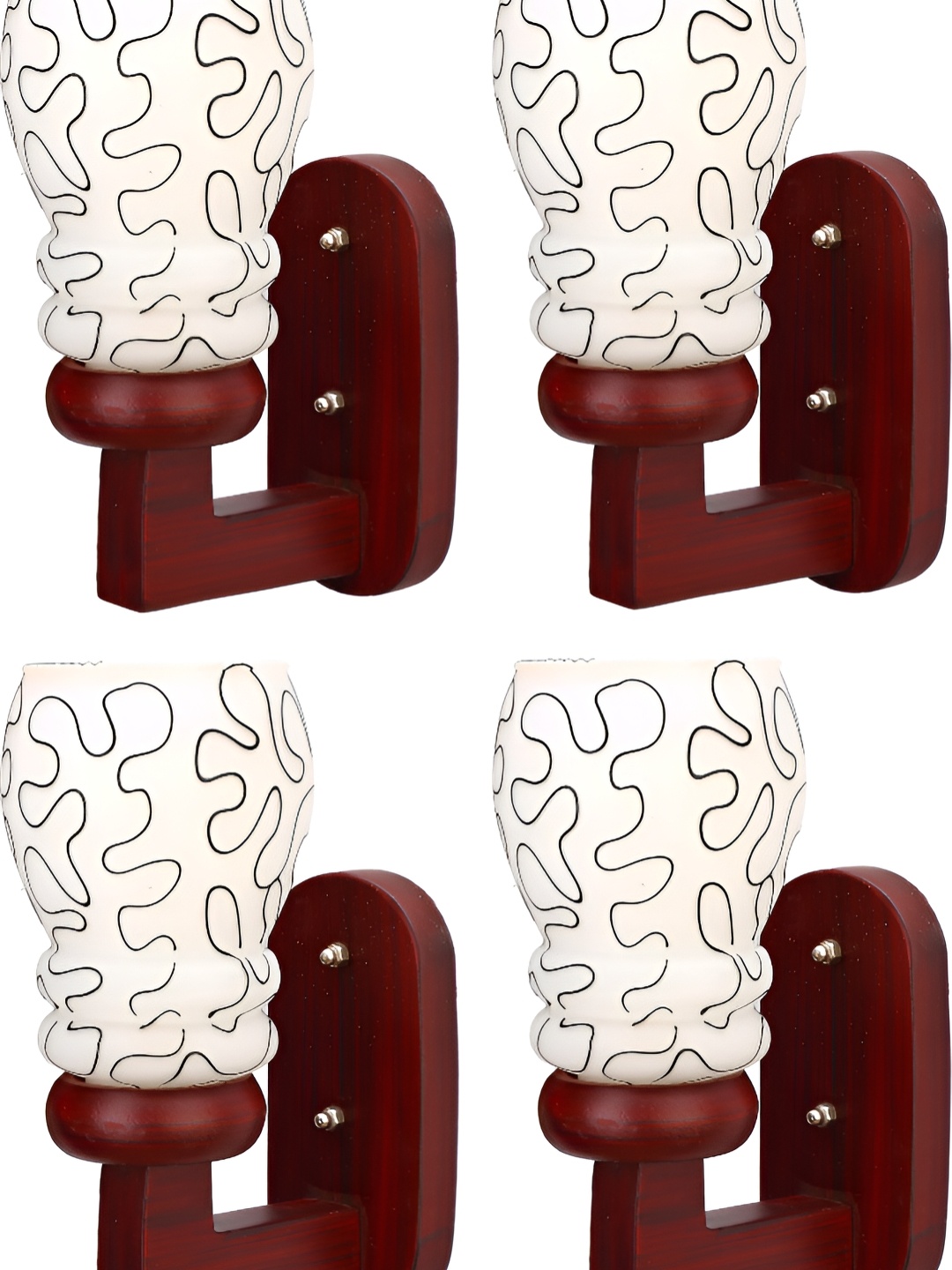 

1ST TIME White & Black Printed Glass Traditional Abstract Shaped Shaped Wall Lamp