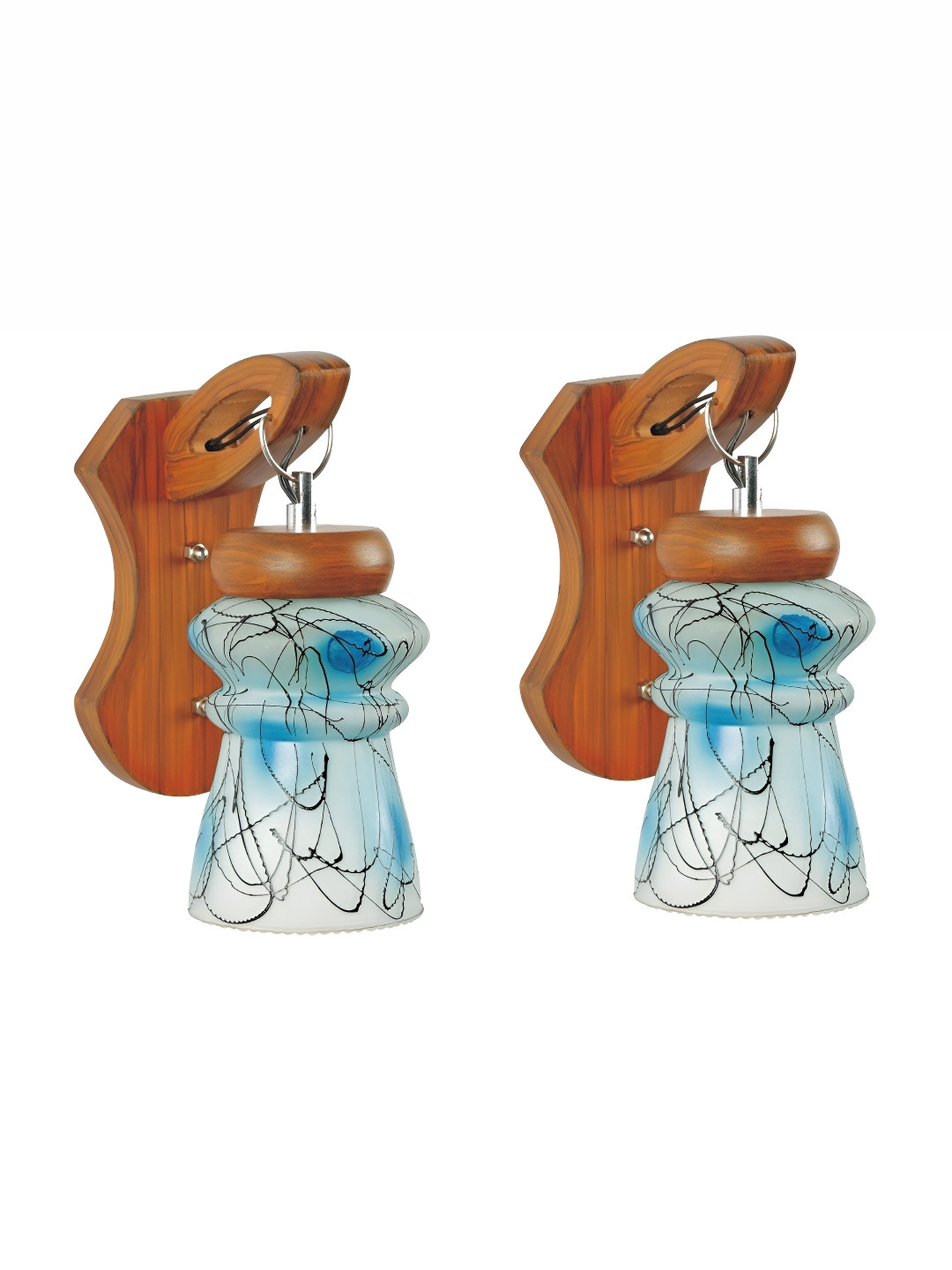 

1ST TIME Blue & Brown Printed Glass Contemporary Abstract Shaped Shaped Wall Lamp