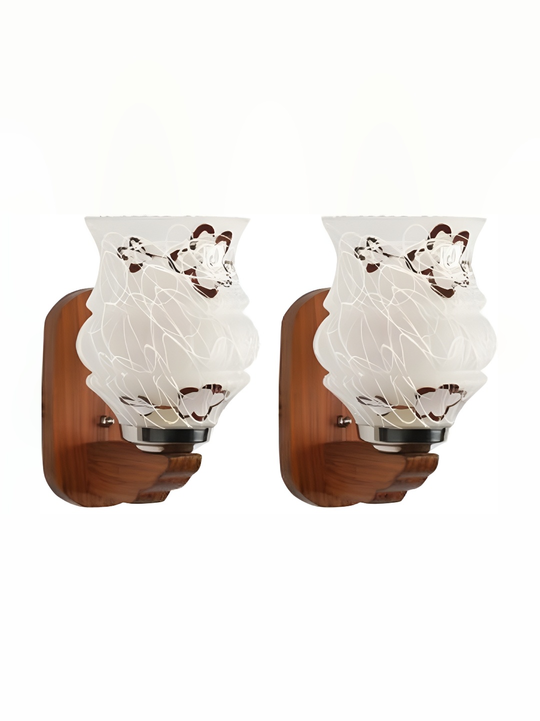 

1ST TIME White & Brown Printed Glass Traditional Abstract Shaped Shaped Wall Lamp