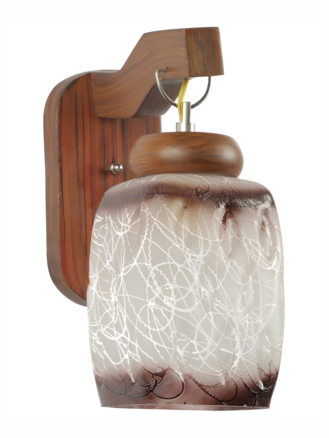 1ST TIME White & Brown Printed Glass Traditional Wall Lamp