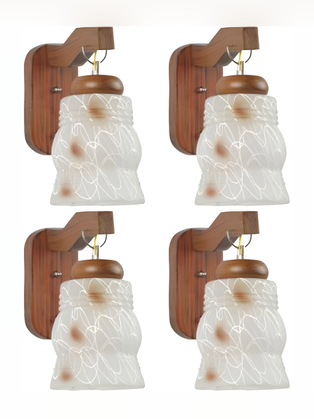 1ST TIME White & Brown Printed Glass Traditional Wall Lamp