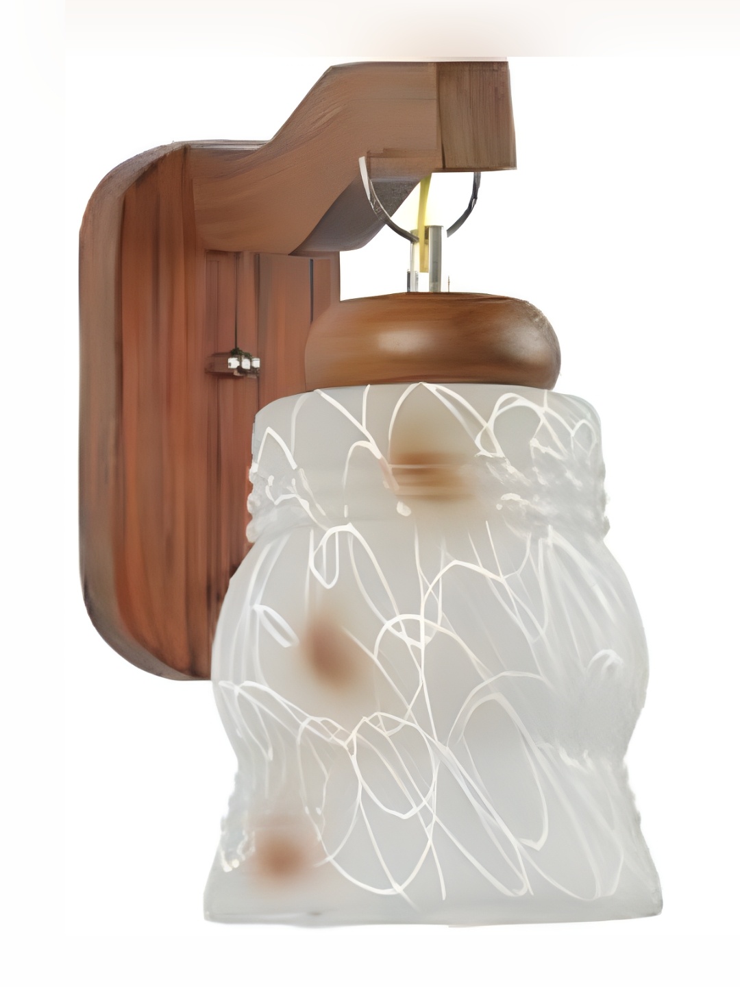 

1ST TIME White & Brown Printed Glass Traditional Abstract Shaped Shaped Wall Lamp