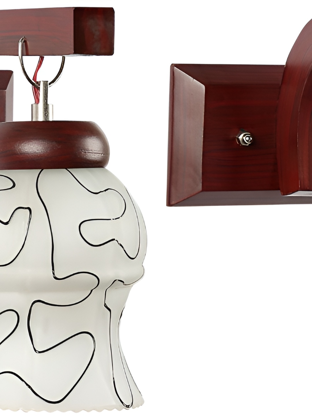 1ST TIME Maroon & White Printed Glass Traditional Wall Lamp