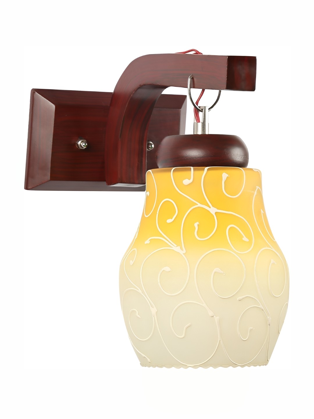 

1ST TIME Brown & Yellow Printed Glass Traditional Wall Lamp
