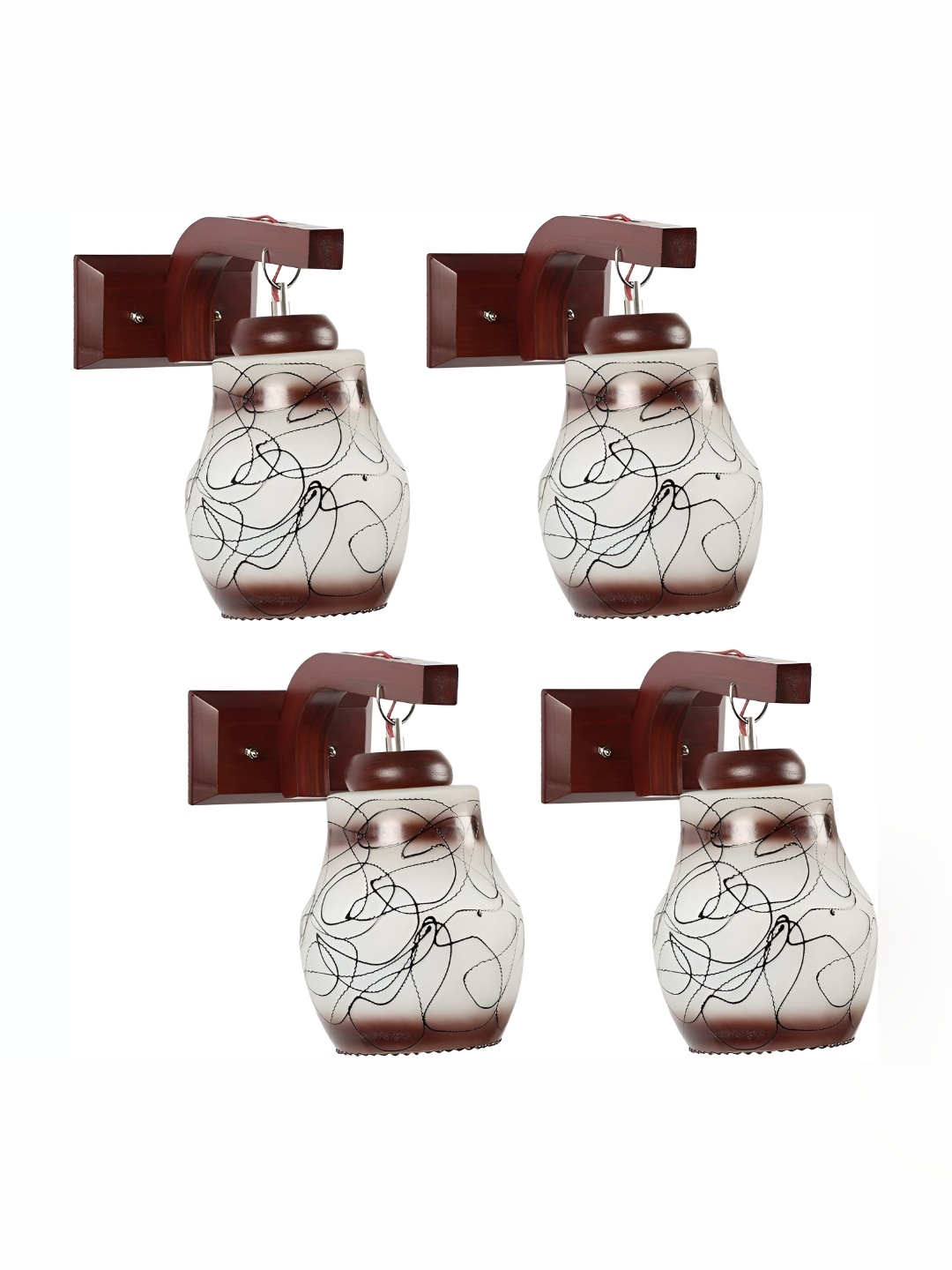 1ST TIME White & Brown Printed Glass Traditional Wall Lamp