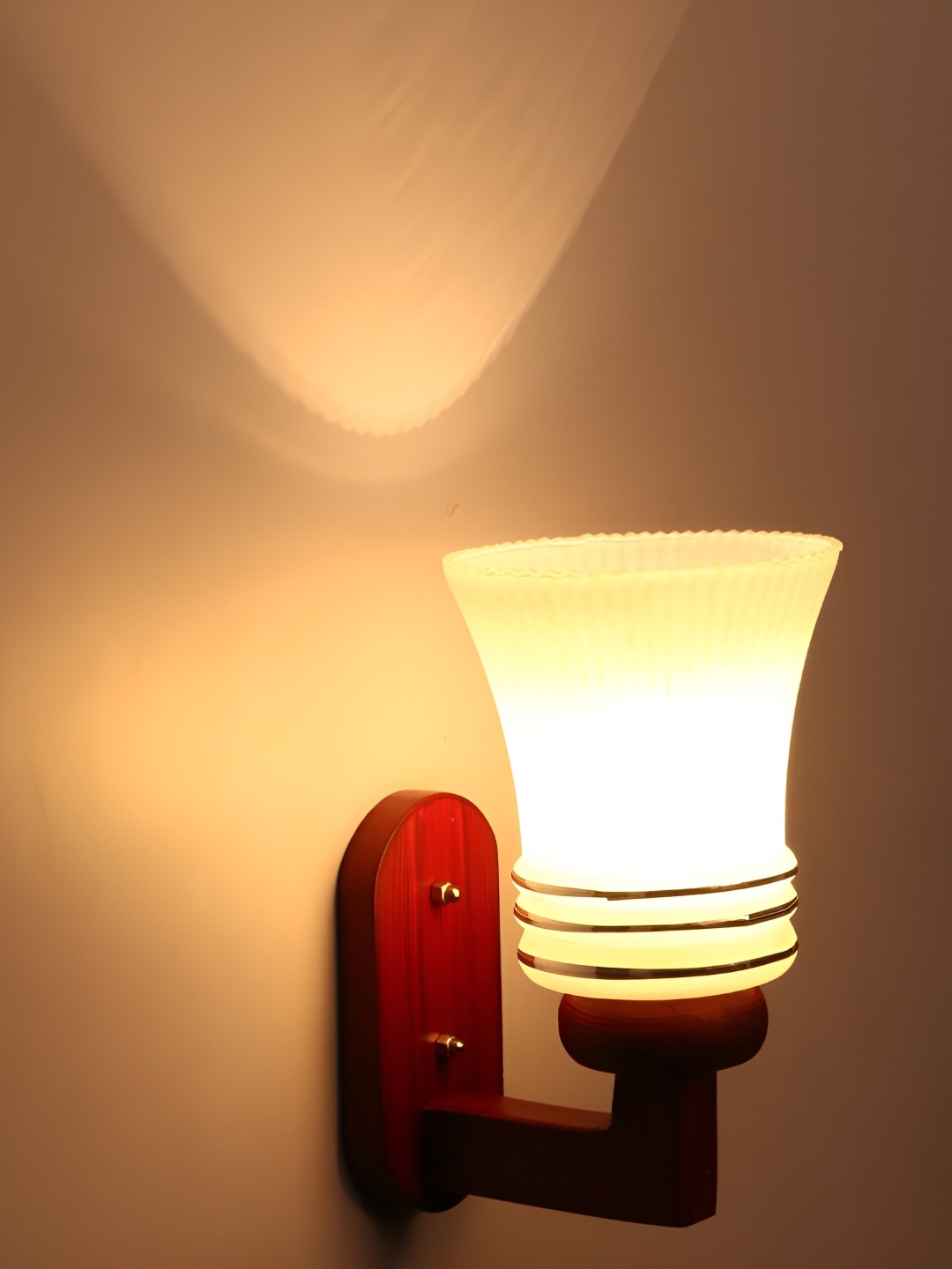 

1ST TIME White & Red Glass Traditional Wall Lamp