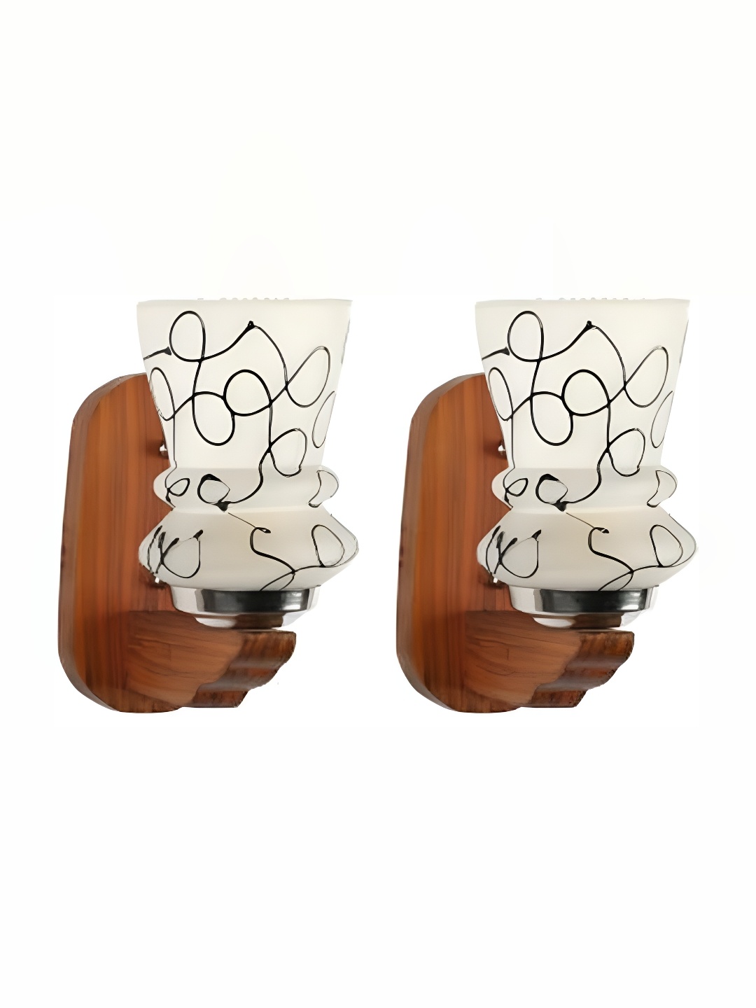

1ST TIME White & Brown Printed Glass Traditional Wall Lamp