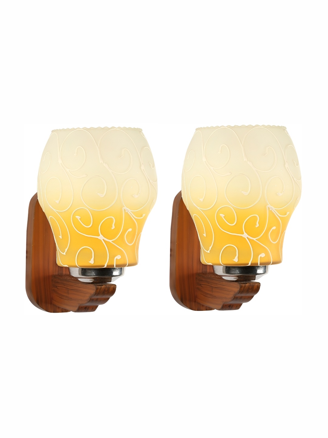 

1ST TIME Brown & Yellow Printed Glass Traditional Spherical Shaped Wall Lamp