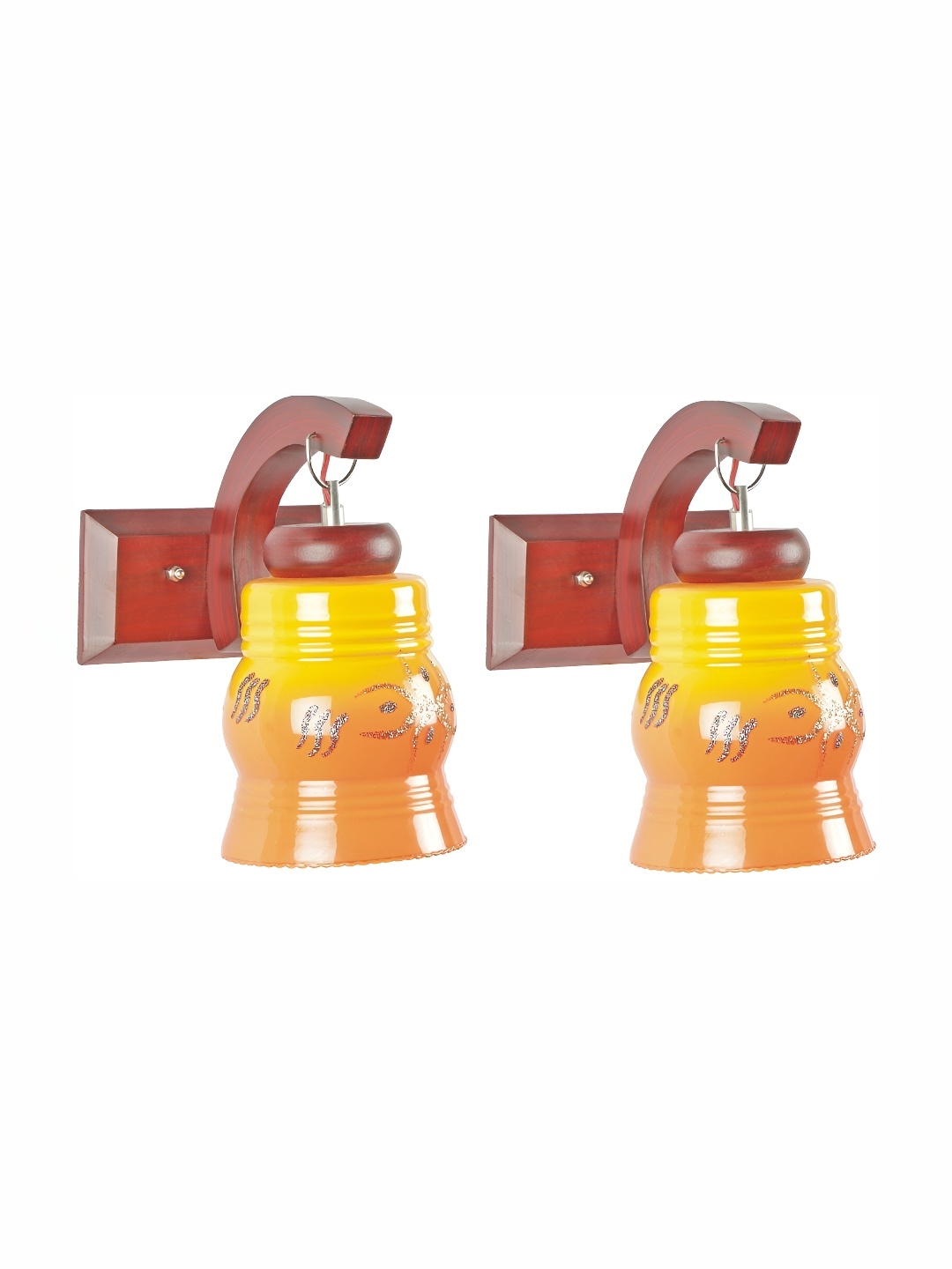 

1ST TIME Yellow & Orange Printed Glass Traditional Cylinder Shaped Wall Lamp