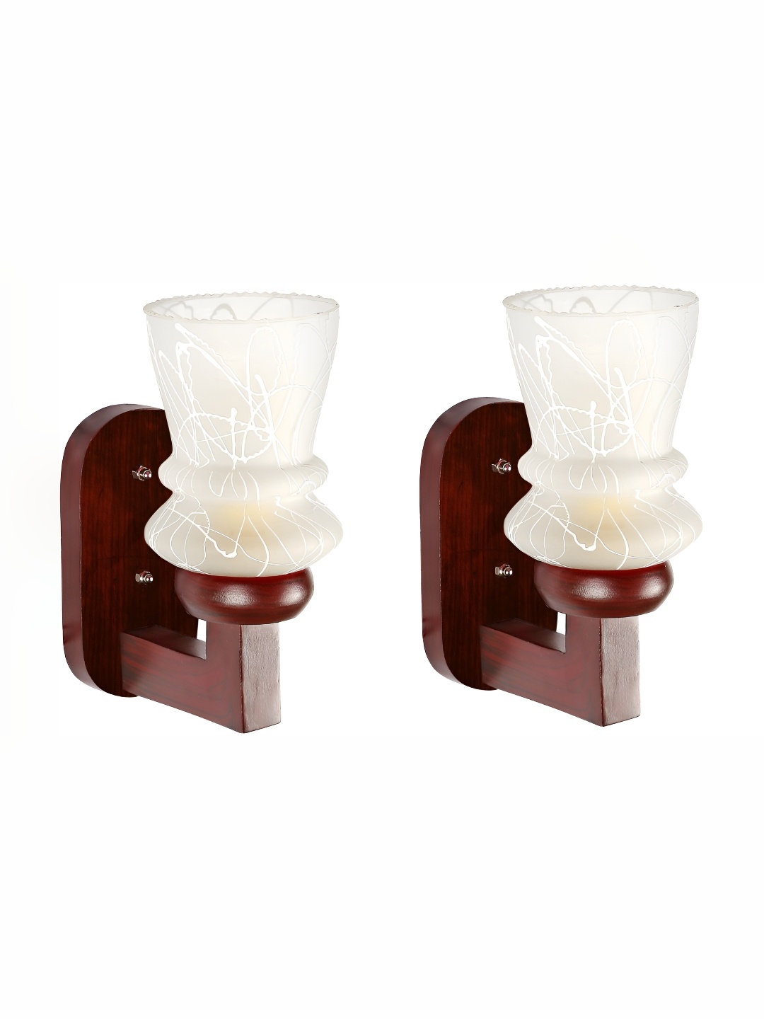 

1ST TIME Maroon & White Printed Glass Traditional Wall Lamp