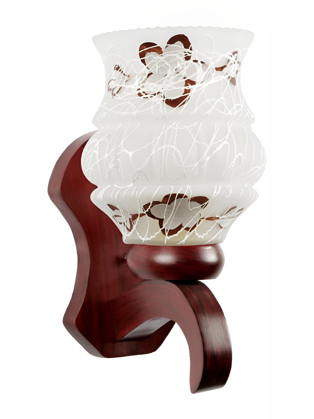 

1ST TIME White & Maroon Printed Glass Traditional Abstract Shaped Shaped Wall Lamp