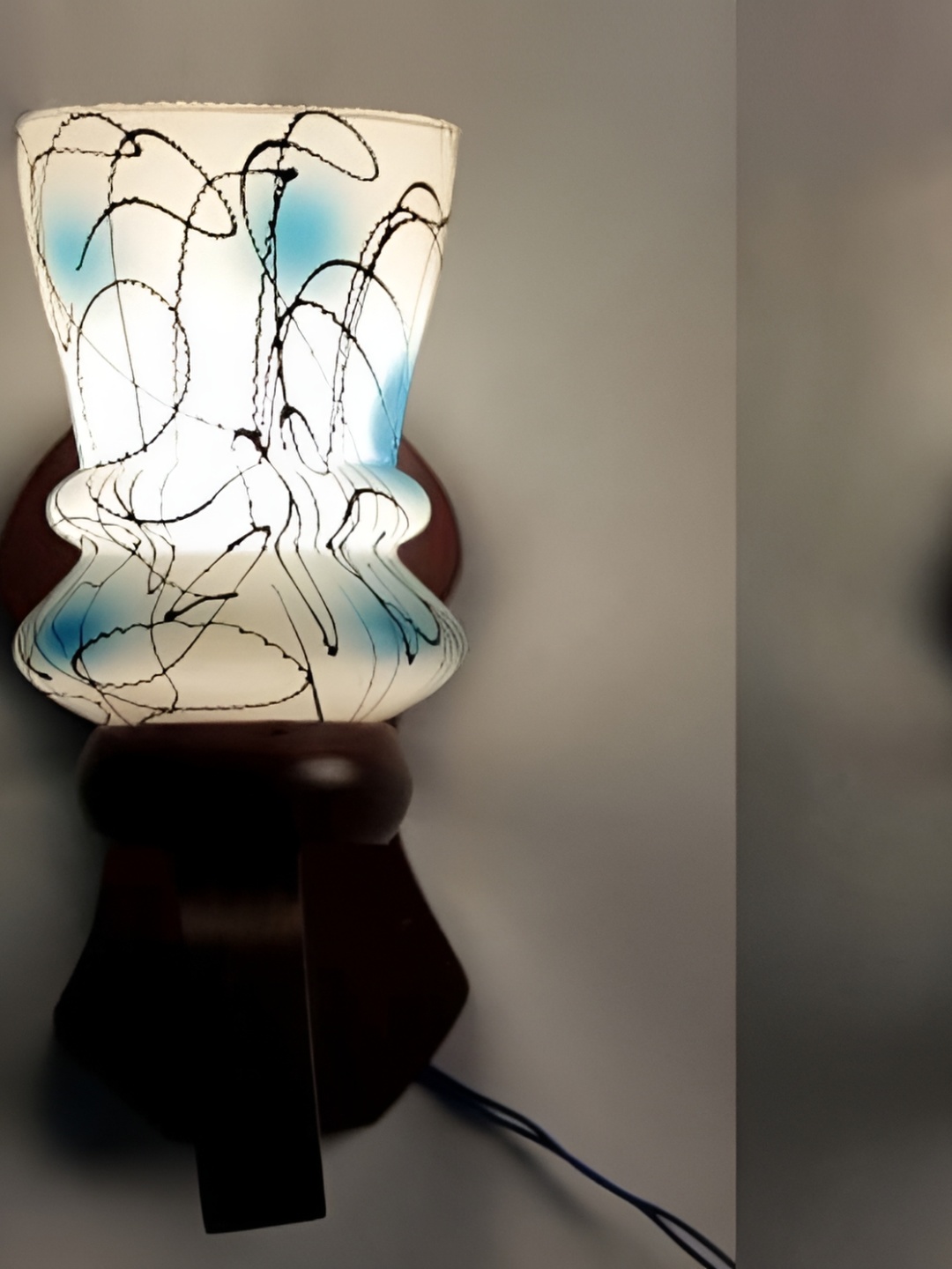 

1ST TIME White & Blue Printed Glass Traditional Wall Lamp