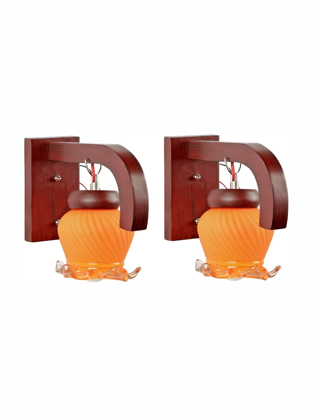 

1ST TIME Maroon & Orange Textured Glass Traditional Wall Lamp