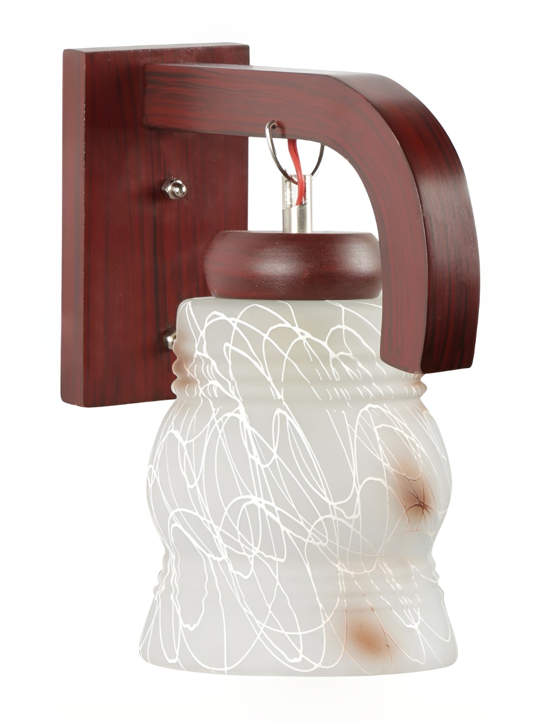

1ST TIME White & Brown Printed Glass Traditional Spherical Shaped Wall Lamp