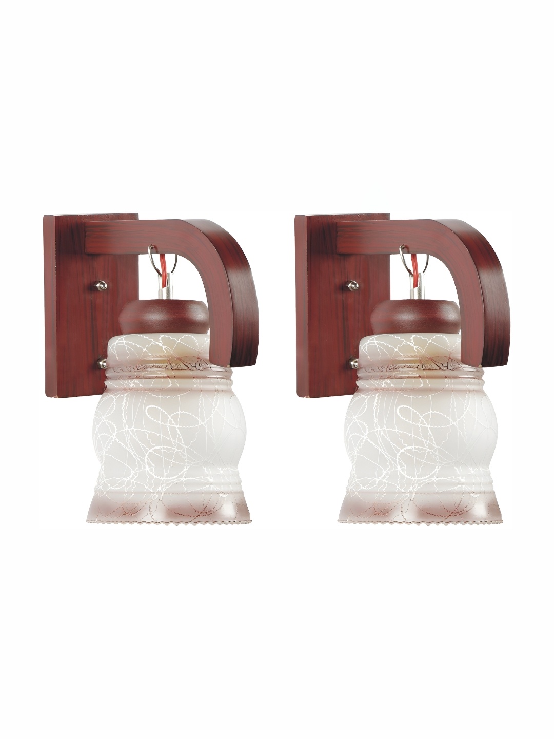 

1ST TIME Maroon & White Printed Glass Traditional Wall Lamp