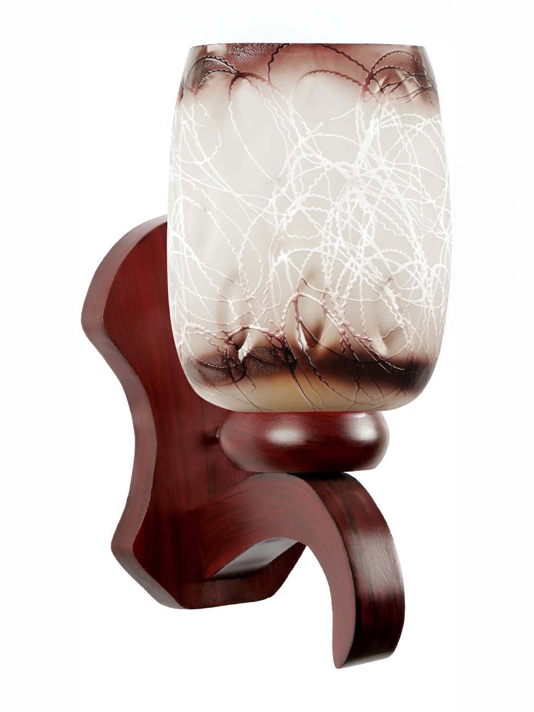 

1ST TIME White & Brown Printed Glass Traditional Cylinder Shaped Wall Lamp