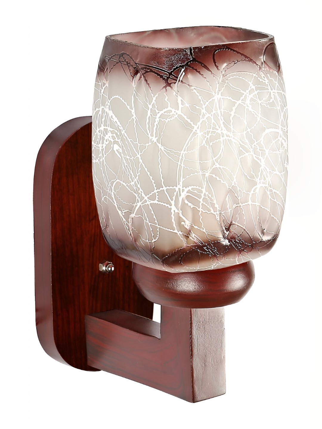 

1ST TIME White & Brown Textured Glass Traditional Abstract Shaped Shaped Wall Lamp