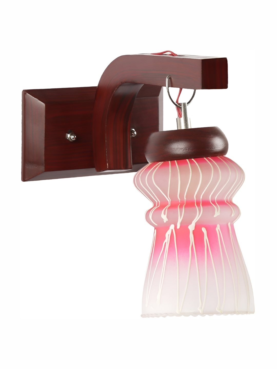 

1ST TIME Pink & Brown Printed Glass Traditional Abstract Shaped Shaped Wall Lamp