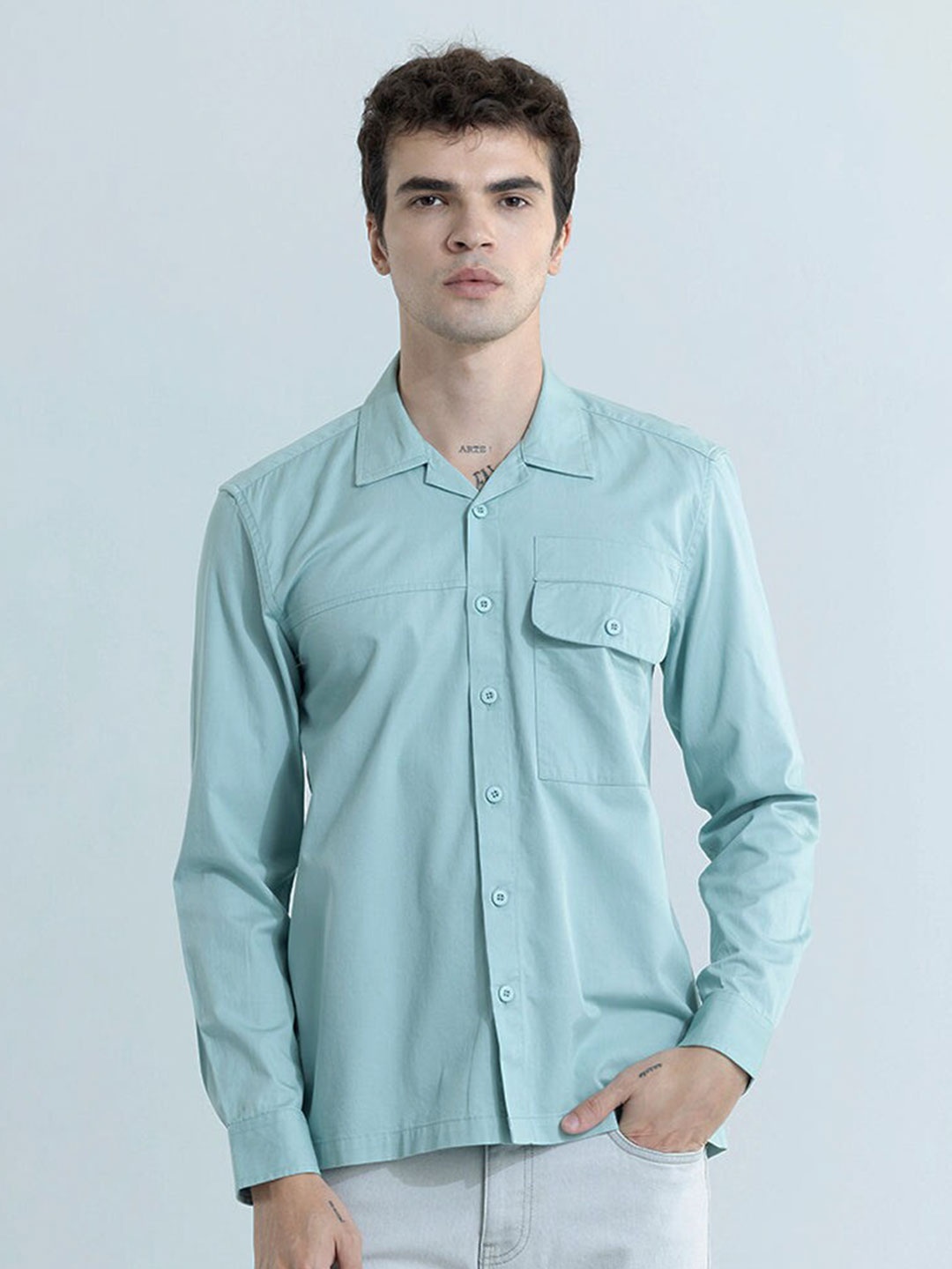 

Snitch Blue Classic Long Sleeves Cotton Casual Shirt