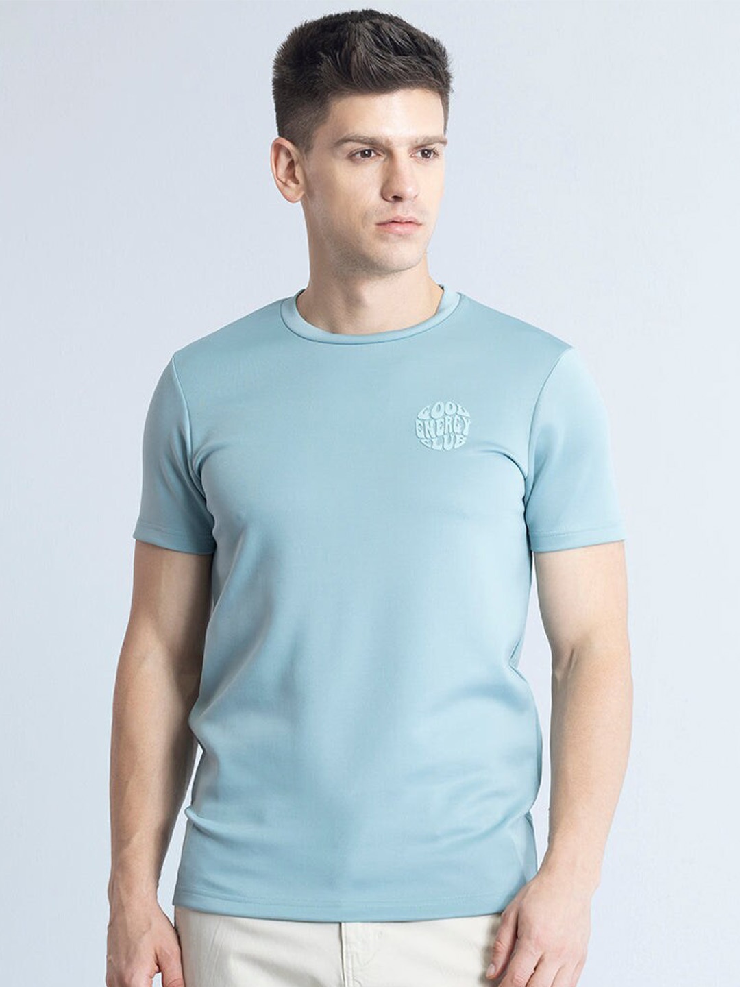 

Snitch Blue Round Neck Casual T-shirt