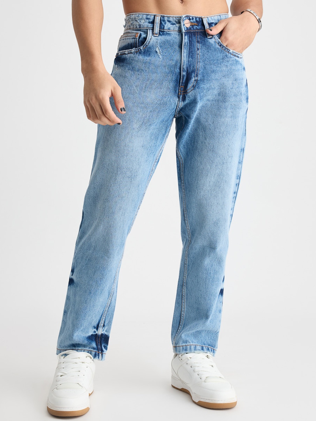 

FREAKINS Men Blue High-Rise Clean Look Light Fade Cotton Jeans