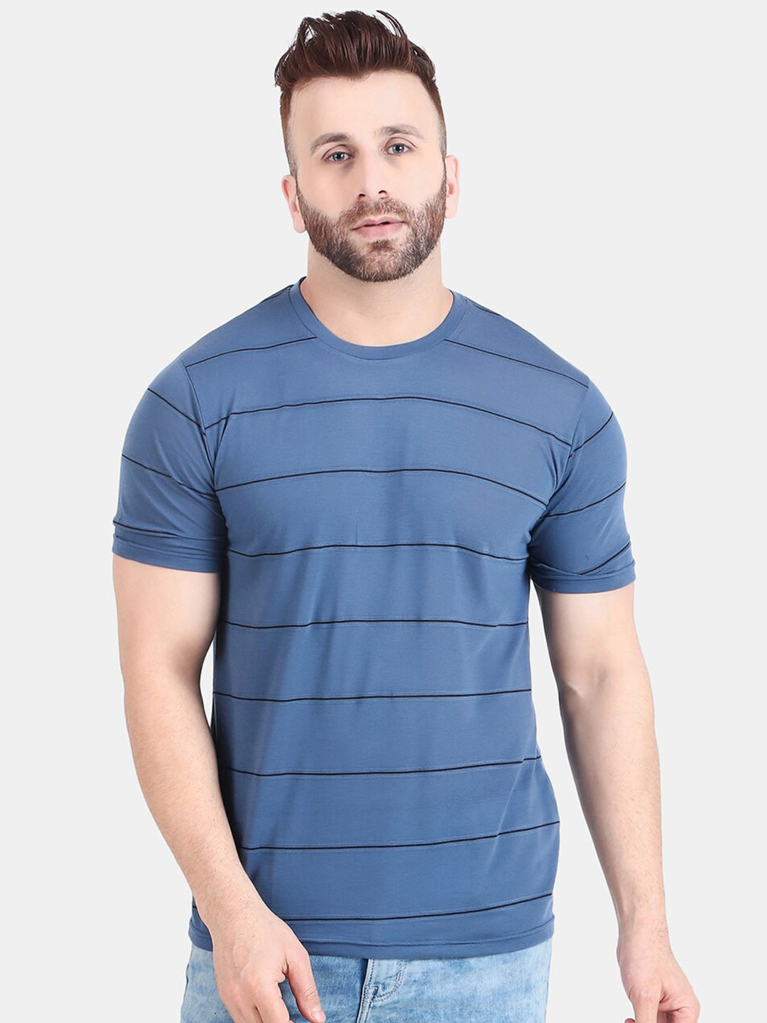 

WELL QUALITY Striped Regular T-shirt, Blue