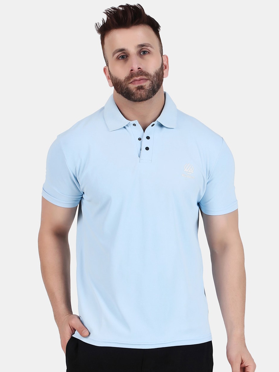 WELL QUALITY Polo Collar Regular T-shirt, Blue