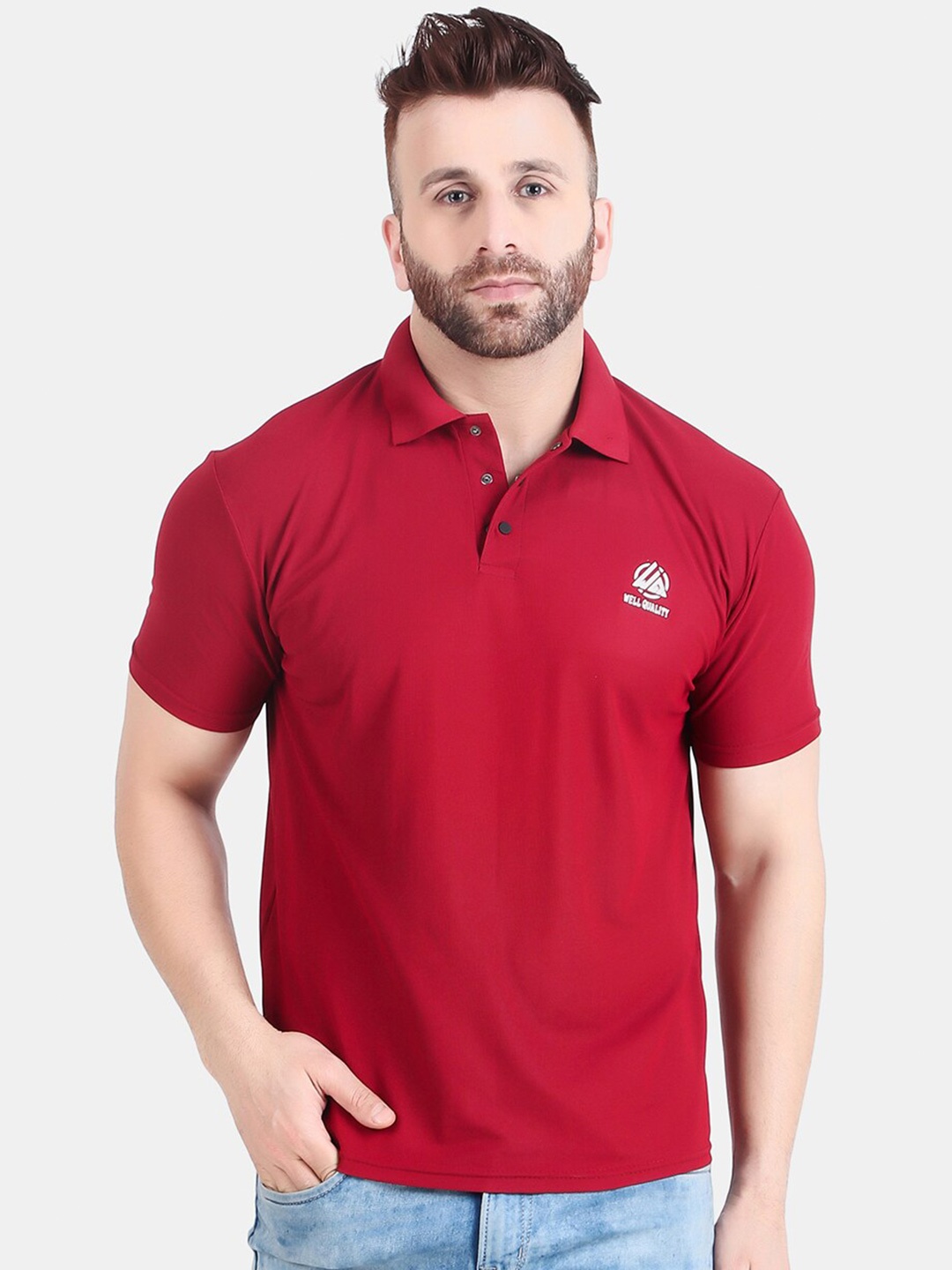 WELL QUALITY Polo Collar Regular T-shirt, Maroon