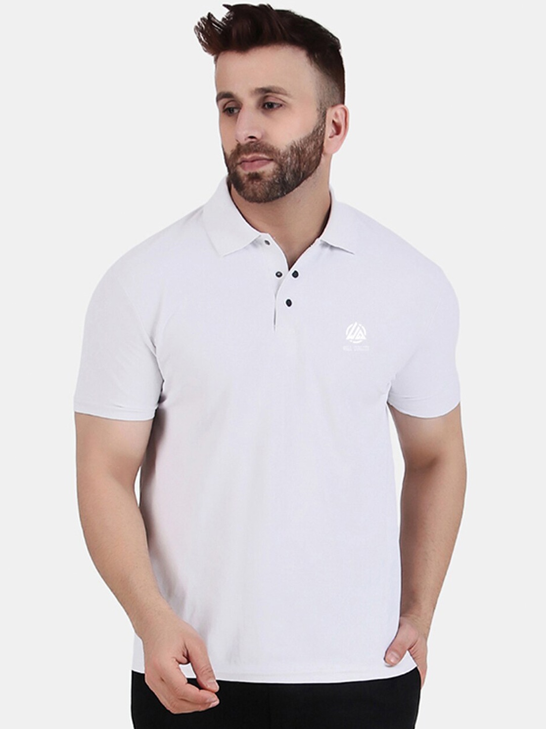 WELL QUALITY Polo Collar Regular T-shirt, White