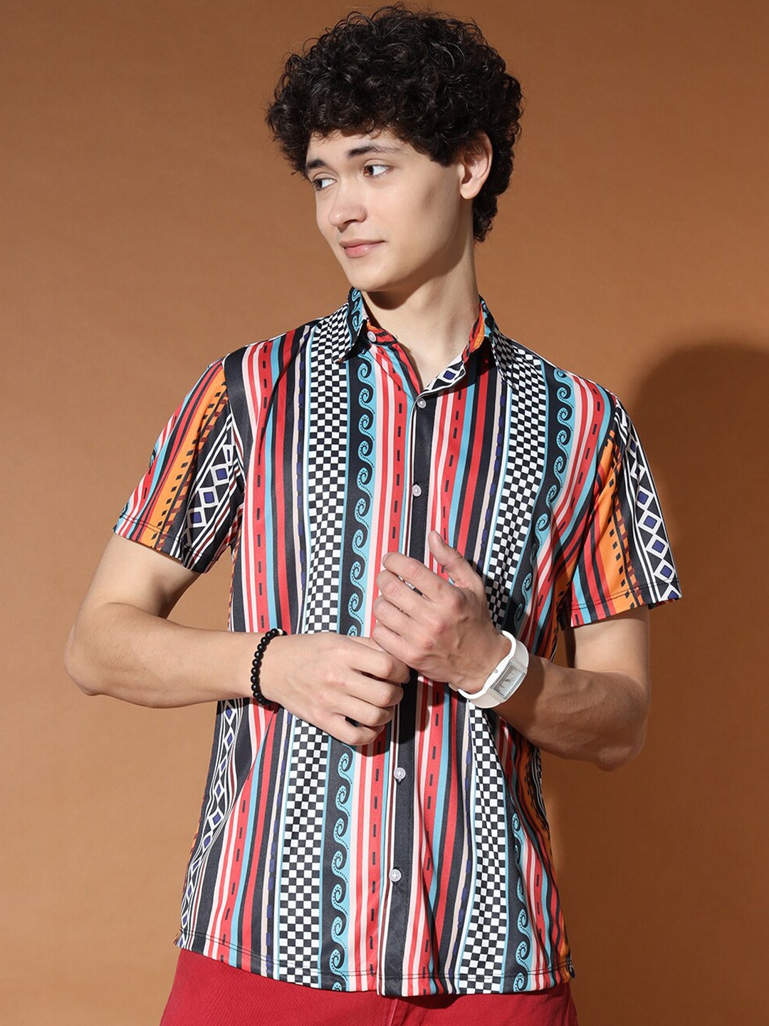 

BAESD Standard Bengal Stripes Opaque Casual Shirt, Black