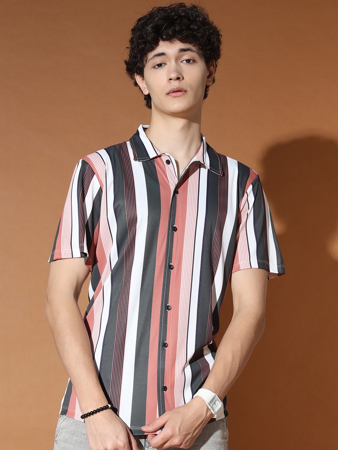 

BAESD Standard Striped Casual Shirt, Pink
