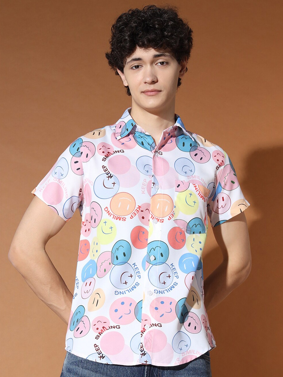 

BAESD Standard Conversational Printed Casual Shirt, White