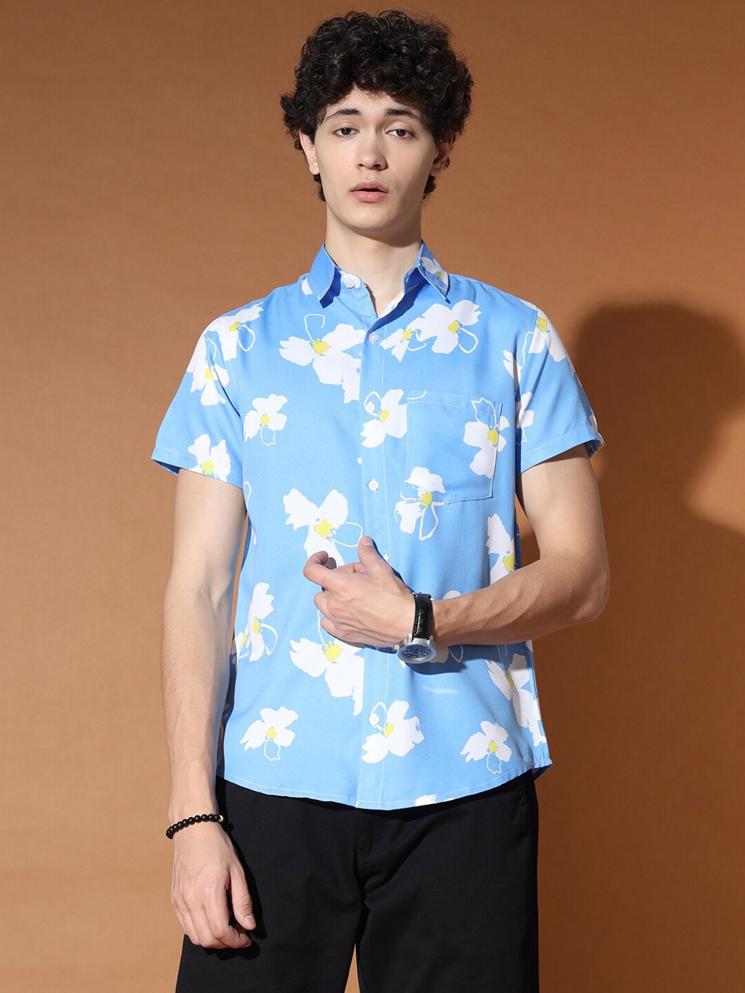 

BAESD Standard Floral Printed Casual Shirt, Blue