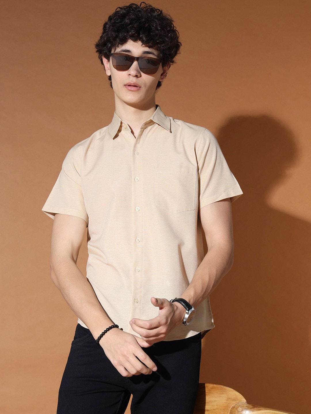 BAESD Standard Opaque Casual Shirt, Yellow