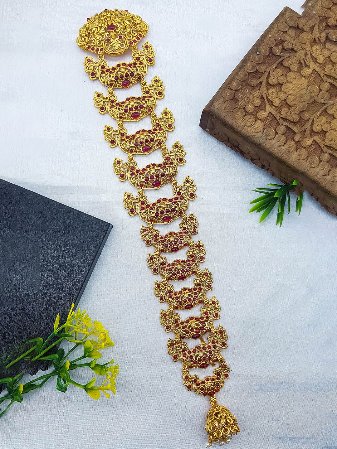 

GRIIHAM Gold-Plated Artificial Stones Studded Head Jewellery
