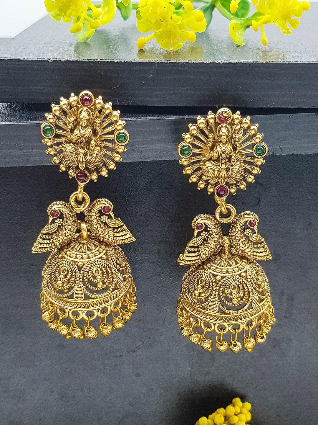 

GRIIHAM Gold Plated American Diamond Studded Jhumkas