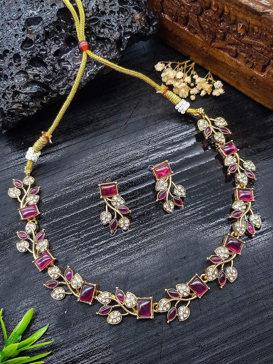 

GRIIHAM Gold-Plated Cubic Zirconia Studded Jewellery Set