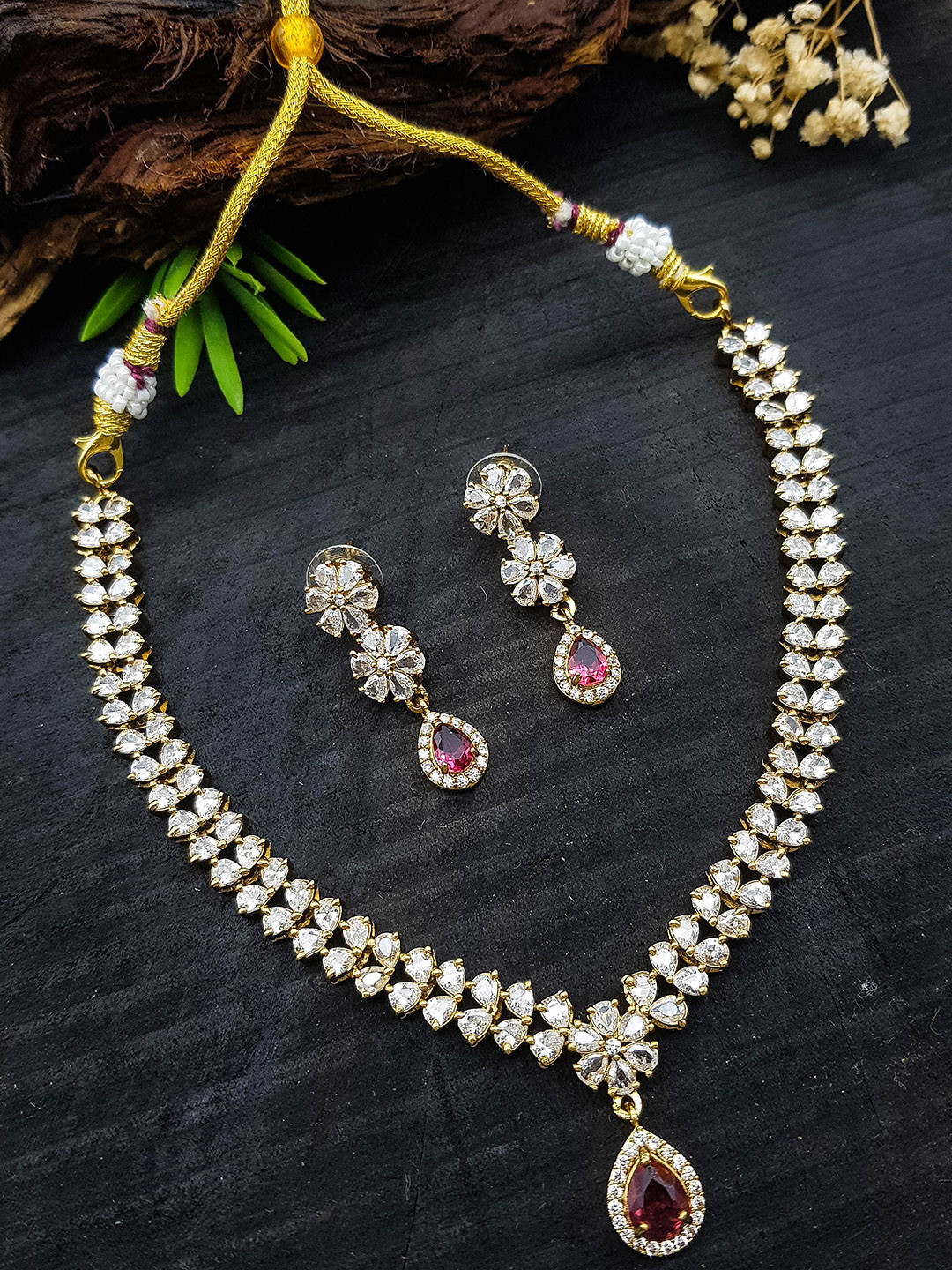 

GRIIHAM Premium Sayara Collection Gold Plated Cubic Zirconia Studded Jewellery Set