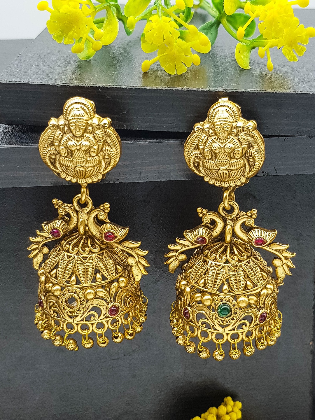 

GRIIHAM Gold Plated American Diamond Contemporary Jhumkas