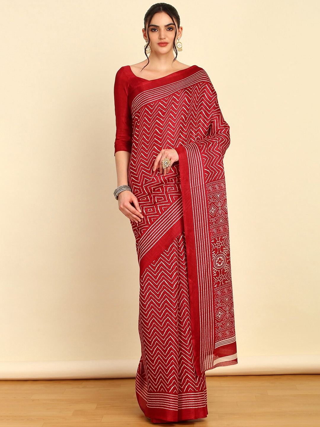 

Soch Geometric Art Silk Saree, Red