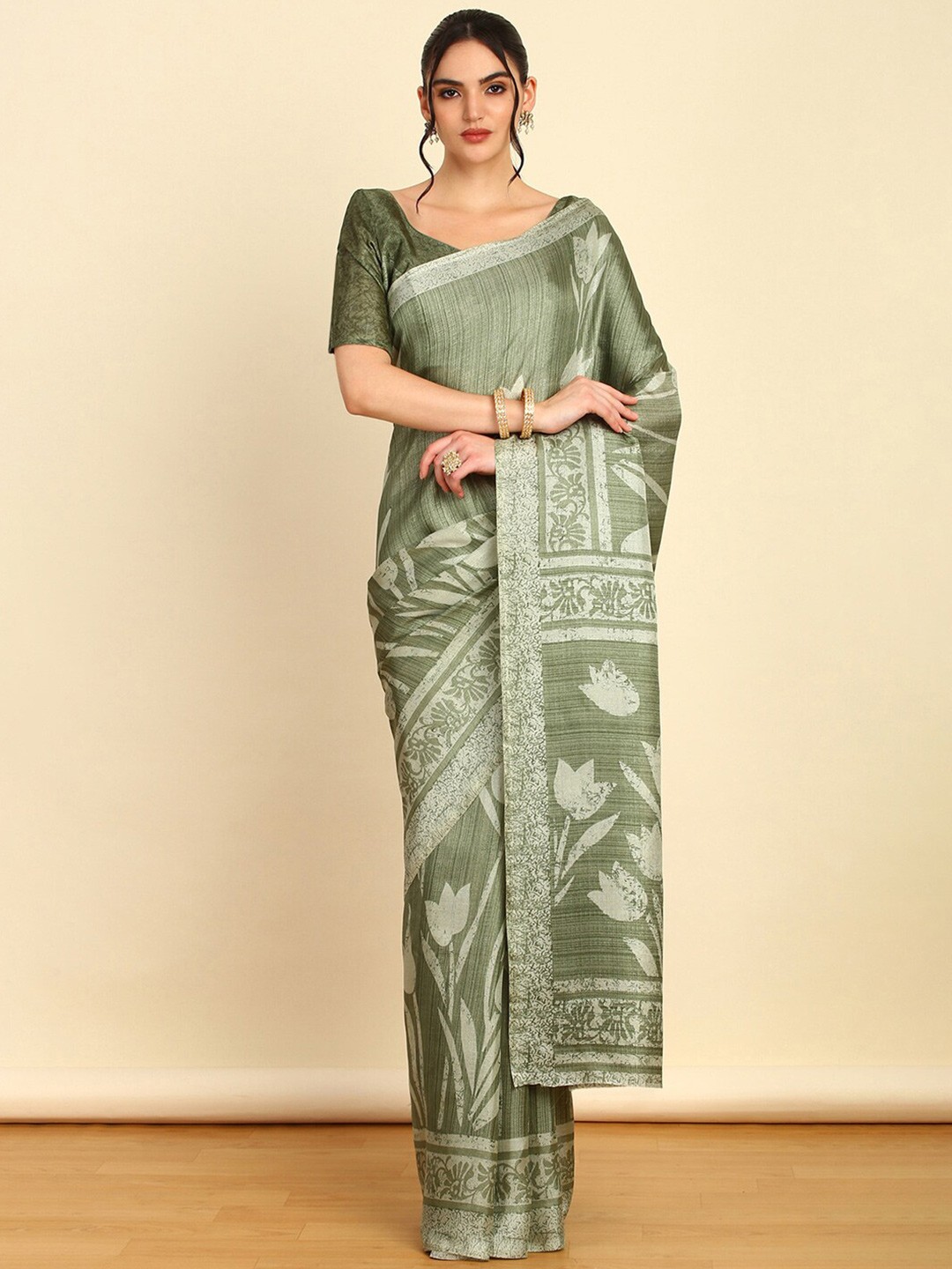 

Soch Floral Art Silk Saree, Olive