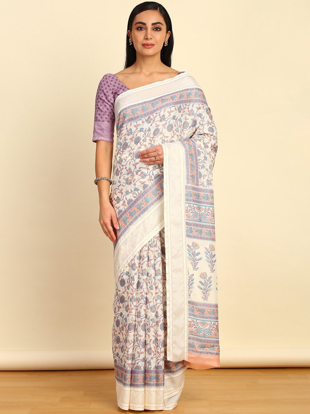 

Soch Floral Art Silk Saree, Pink
