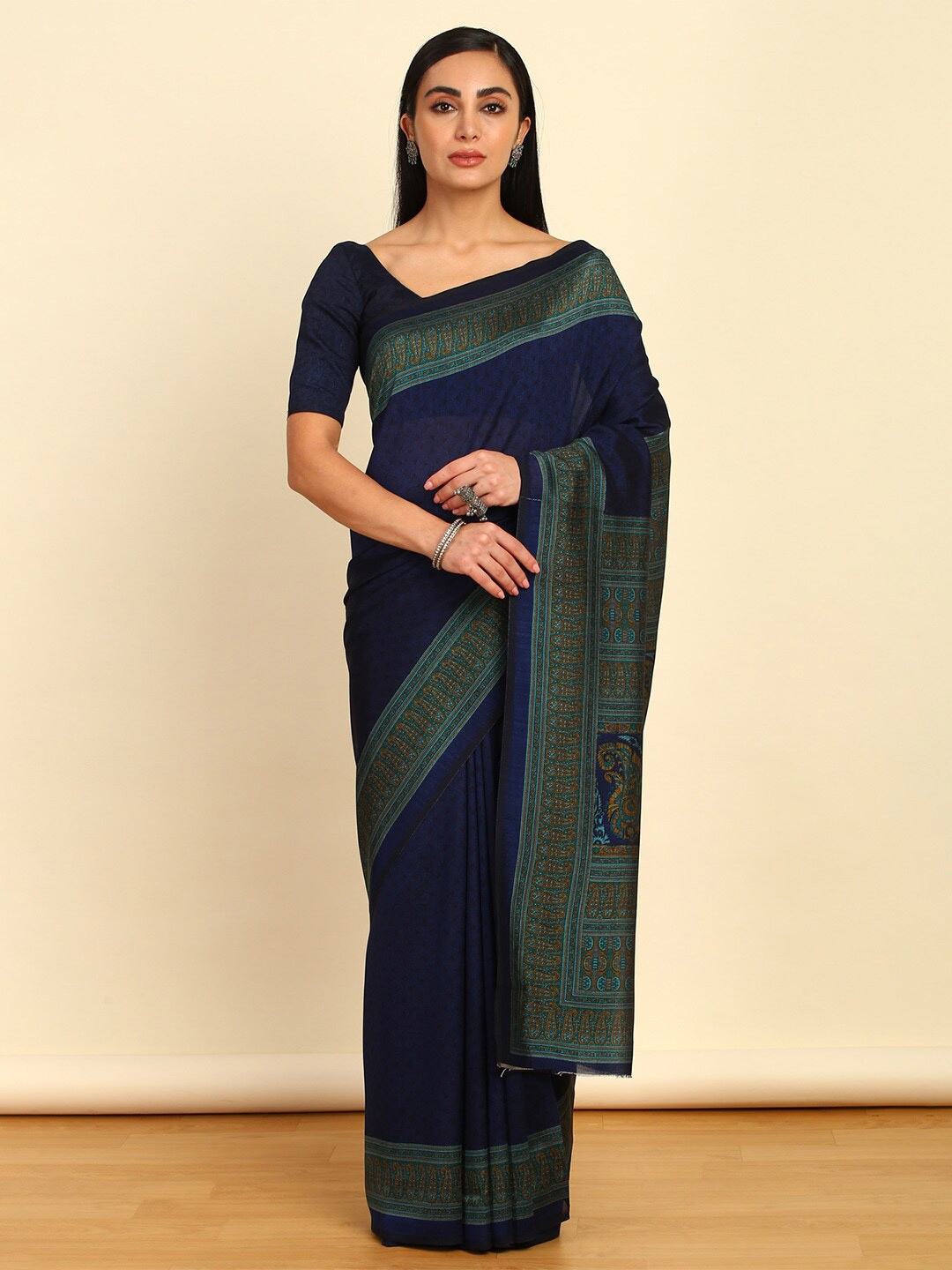 

Soch Paisley Art Silk Saree, Navy blue