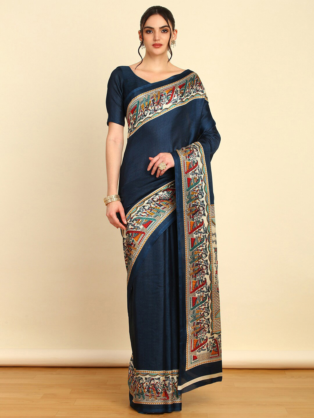

Soch Art Silk Printed Border Saree, Blue