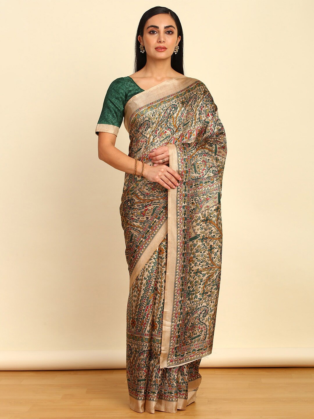 

Soch Paisley Art Silk Saree, Green