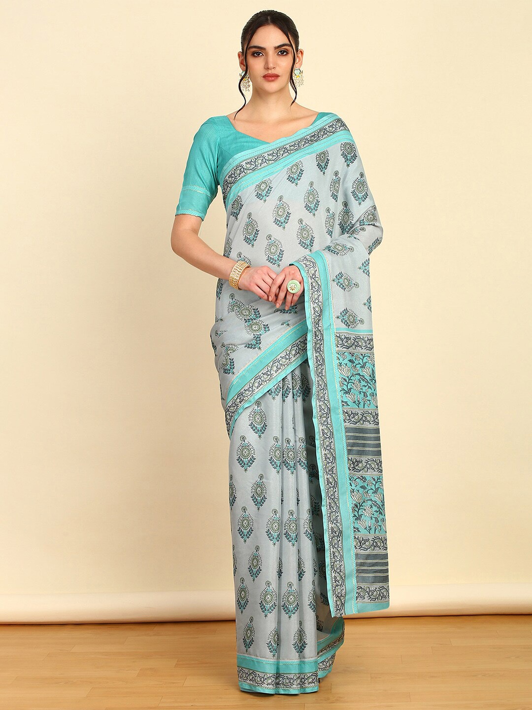 

Soch Floral Art Silk Saree, Blue
