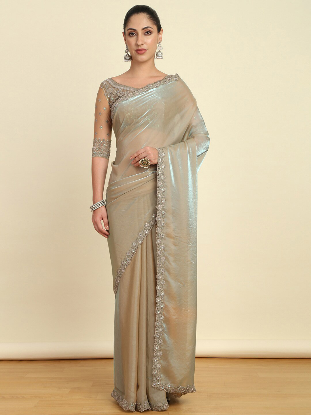 

Soch Sea Green Sequinned Organza Saree