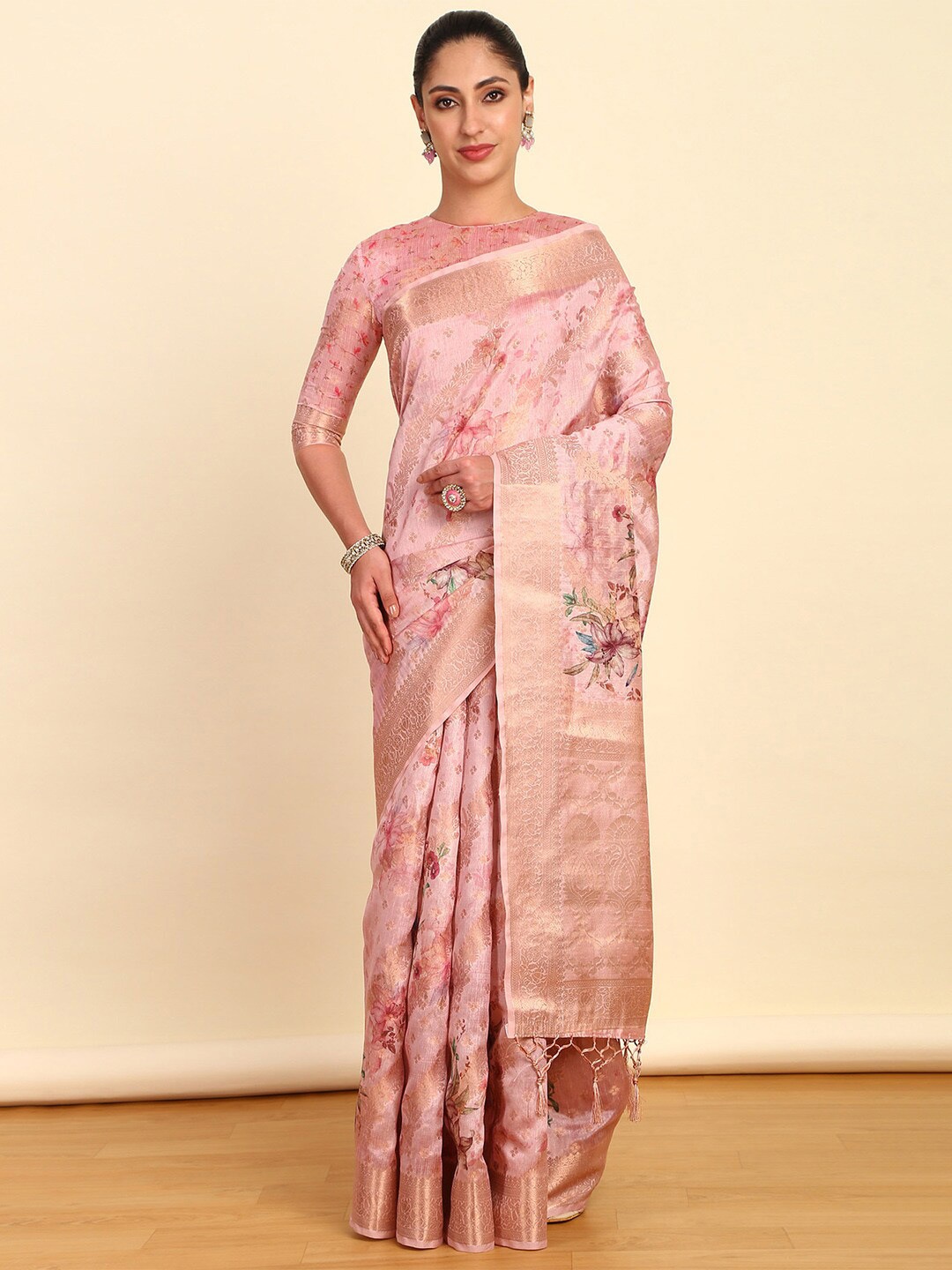 

Soch Woven Design Zari Saree, Pink