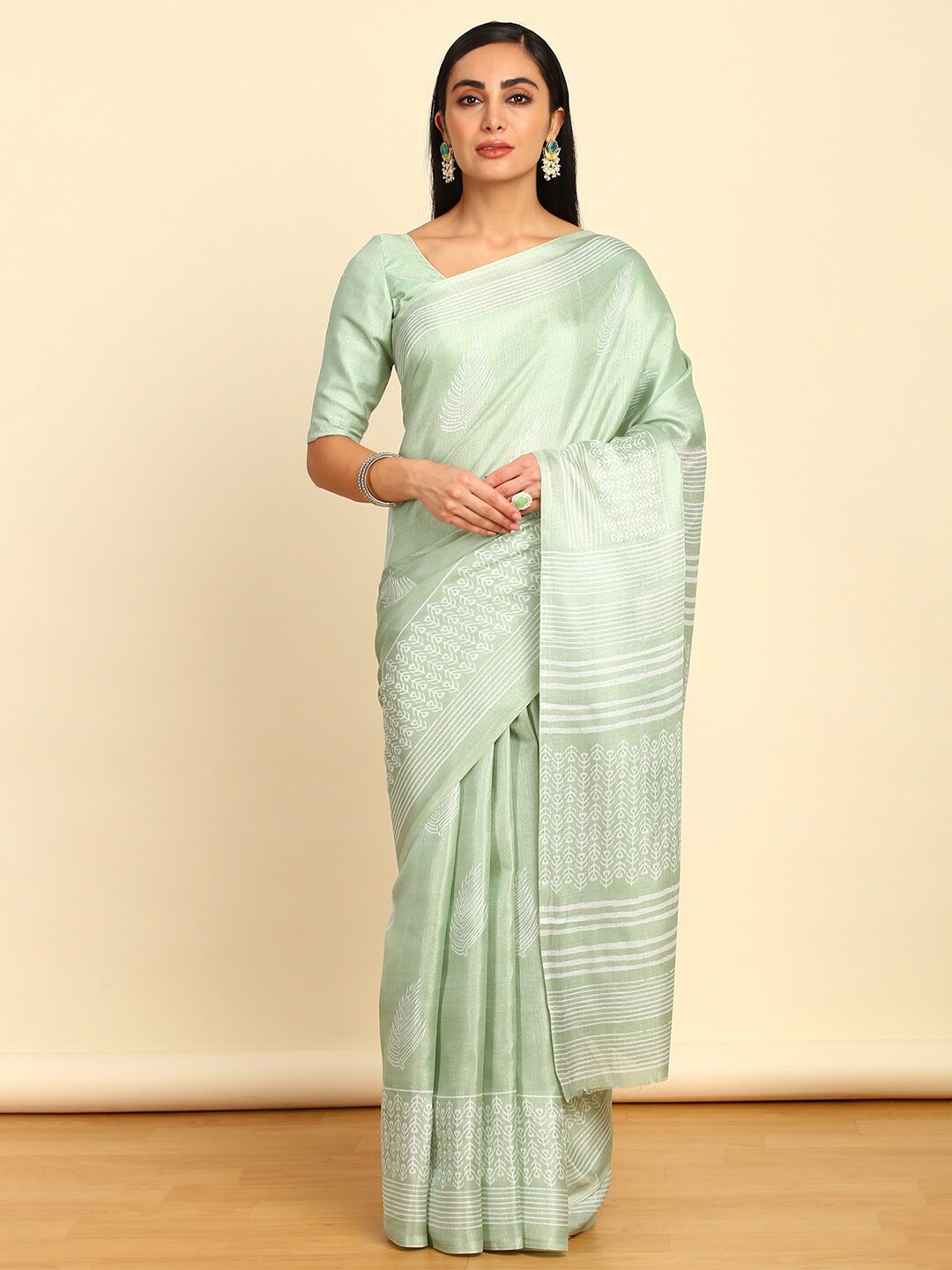 

Soch Floral Art Silk Saree, Green